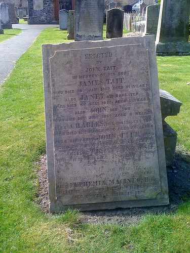 Tait Grave at Cross Kirk, Peebles