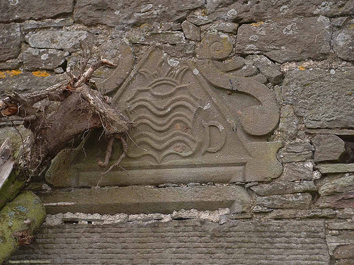 Stone fragment from Easter Powrie Castle.
