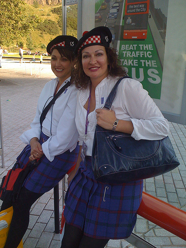 A couple of from Clan Montgomery waiting for a bus home after The Gathering