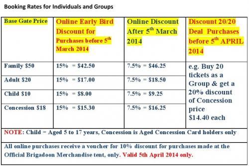 Booking Rates for Individuals and Groups - Copy