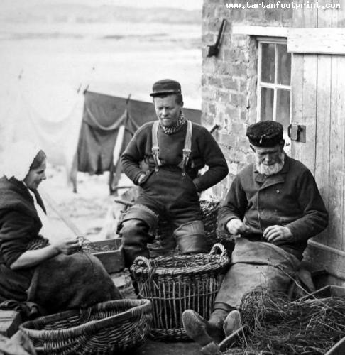 Old Photograph Fishwife And Fishermen Elie East Neuk Of Fife Scotland