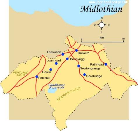 Map of Midlothian