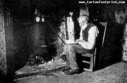 Old Photograph Crofter Reading By The Fire On Isle Of Skye Scotland