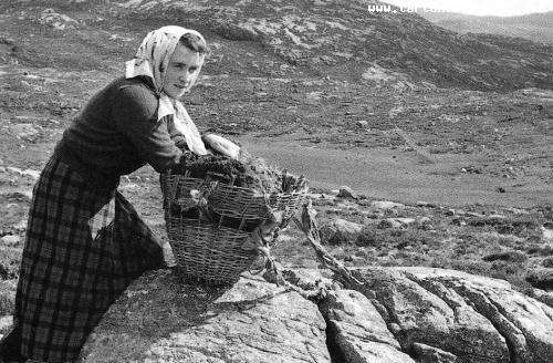 Old Photograph Crofter With Peat Basket Isle Of Harris Scotland
