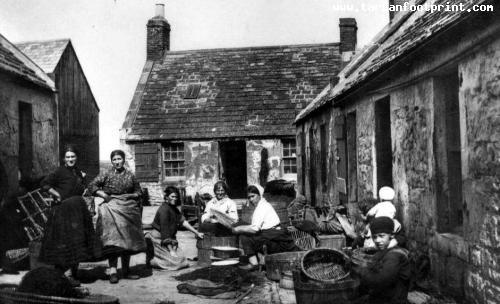 Old Photograph Fisher Folks And Cottages Auchmithie Scotland