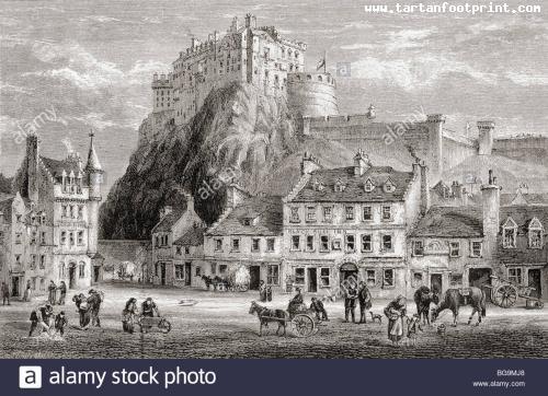 castle-and-grassmarket-edinburgh-scotland-in-the-19th-century-BG9MJ8