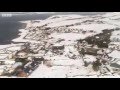 Aerial shots of snow-hit Scottish island Arran